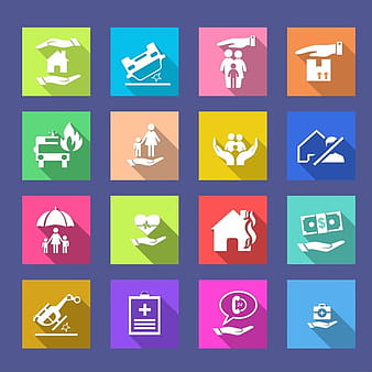 Insurance icons isolated with silhouette style eps ai vector