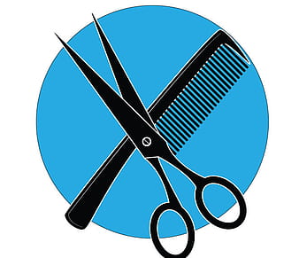 comb and scissors silhouette ai eps vector