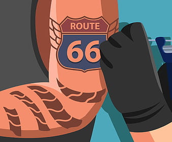 Route 66 Tattoo ai svg vector