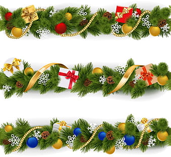 Vector de decoración de borde de pino de navidad ai