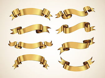 Conjunto de cintas de vector decorativo dorado eps ai