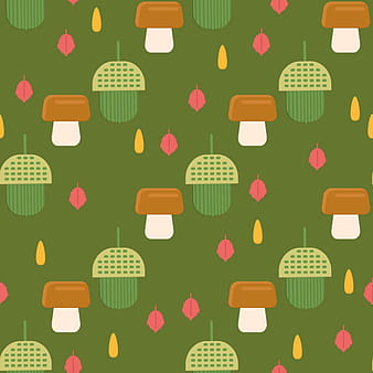 Acorn pattern with mushrooms background for web vector eps ai
