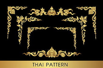 Golden thai ornaments art vector material 15 eps