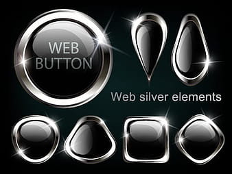 Black glass textured web button vector eps