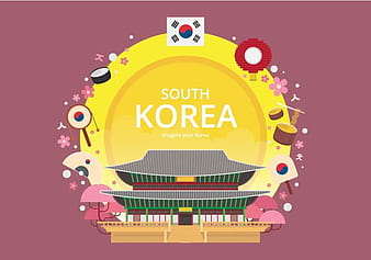 Gyeongbokgung Palace Postcard, Gyeongbokgung Symbol of Seoul, Korea svg ai vector