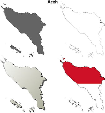 Aceh blank outline map set vector eps ai