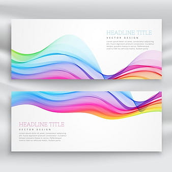 Banners blancos con líneas onduladas de colores eps