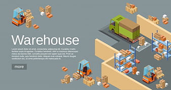 Warehouse isometric 3D of logistics transport and delivery vehicles. eps vector