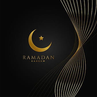 Fondo de ramadan kareem con líneas onduladas doradas eps