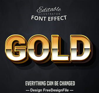3d gold font text effect vector eps