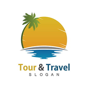Tour with travel beach logo vector eps