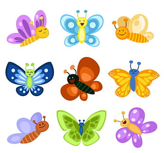 9 Cartoon Butterfly Vector material ai