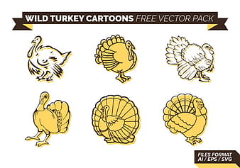 Wild Turkey Cartoon Free Vector Pack svg eps ai