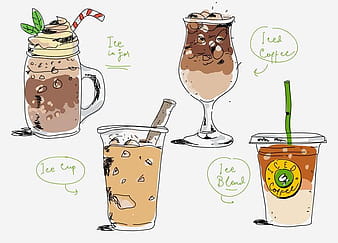 Iced Coffee Cafe menu Hand Drawn vector Illustration ai svg