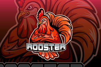 Vector de logo de esports de gallo eps