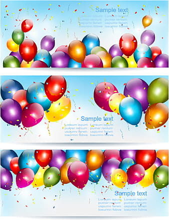 Vector de cumpleaños de banderas de globos de colores eps