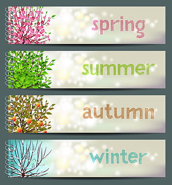 Four seasons banner set vector eps