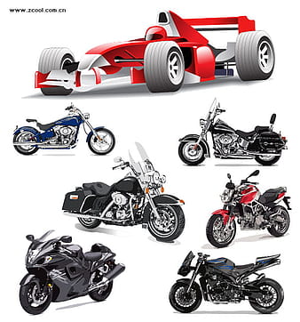 Motorcycle racing car vector material eps