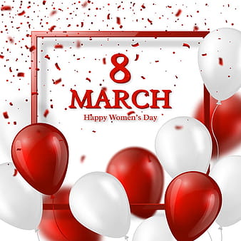 Tarjeta de felicitación del 8 de marzo Día de la Mujer con vector de globo  eps