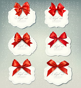 Exquisite ribbon bow gift cards vector set eps