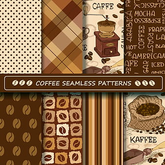 Vector coffee seamless pattern set  eps