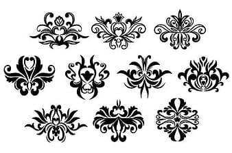 Vector decorativo de adornos florales negros eps