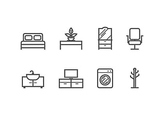 Furniture and home decoration set icons eps svg vector