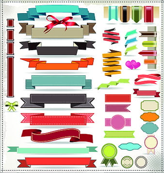 Different ribbons elements vector set eps