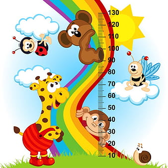 Funny baby height measure cartoon vector eps