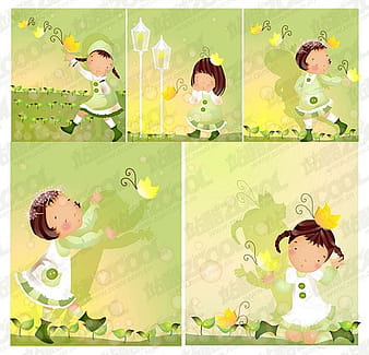 Butterfly Theme (South Korea iClickart Four Seasons cute gir ai vector