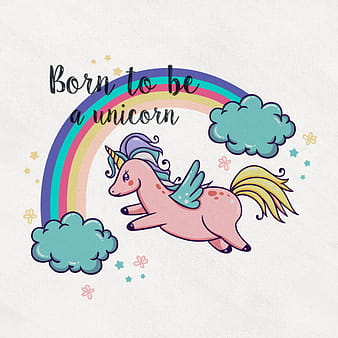 Cute Magical Unicorn With Rainbow ai vector