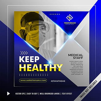 Stay healthy banner promotion template vector eps