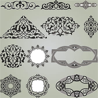 Vintage calligraphic border frame and ornament vector set eps