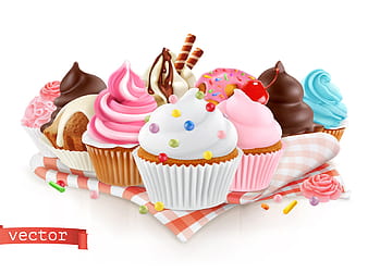 Realistic Ice Cream Cup Cake Vector eps