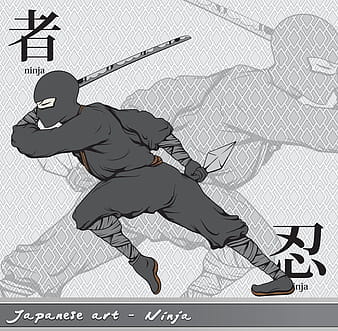 Ninja with kanji vector ai eps