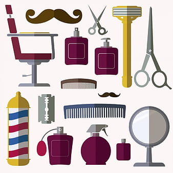 Barbershop elements in flat design eps vector