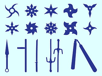 Ninja Weapons Set ai vector
