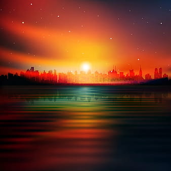 Urban Sunrise Landscape vector  eps
