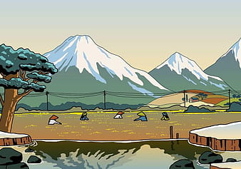 Beautiful Rice Field Landscape svg eps vector