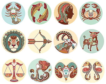 The twelve constellations illustrator patterns - Vector ai