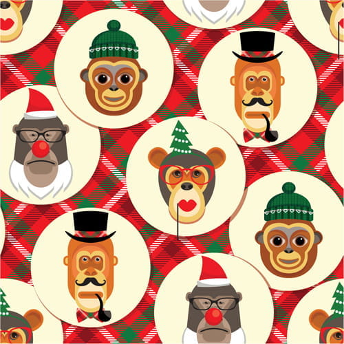 2016 monkey seamless pattern vector eps