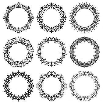 Collection of round vintage frames eps vector