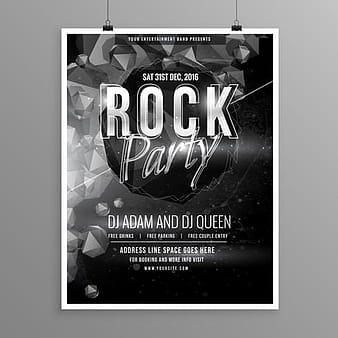 black rock music party flyer poster template eps vector