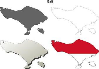 Bali blank outline map set vector eps ai
