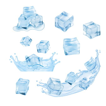 Ice cubes with water splashes vector illustration  eps