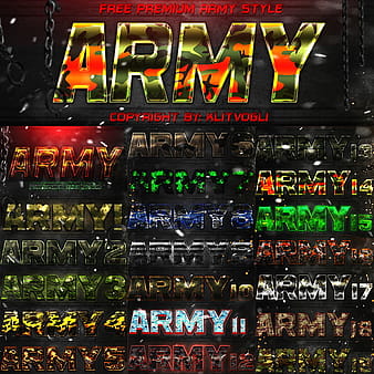 Free army text style psd vector