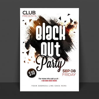 Black Out Party Poster, Banner or Flyer with abstract brush strokes.  eps vector