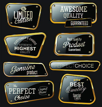 Metal golden labels textured vector  eps