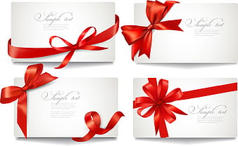 Exquisite ribbon bow gift cards vector set eps