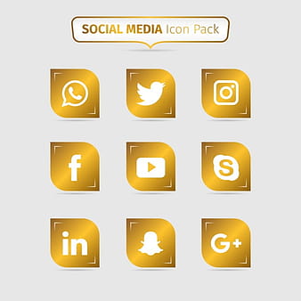 Golden social media icon pack eps vector